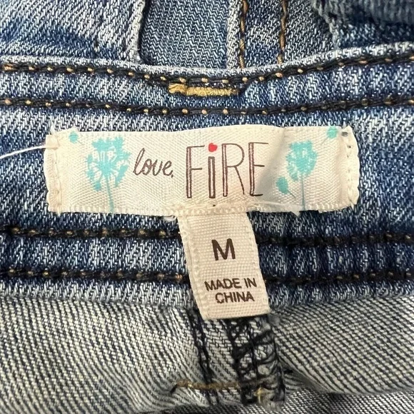 Love, Fire Distressed Denim Jean Overalls Size Medium Women's - Picture 2 of 6